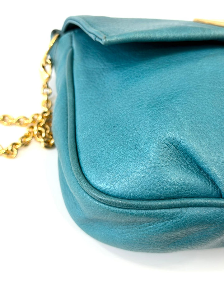 FENDI FF LOGO BUCKLE FENDISTA CALFSKIN LEATHER CROSSBODY BAG