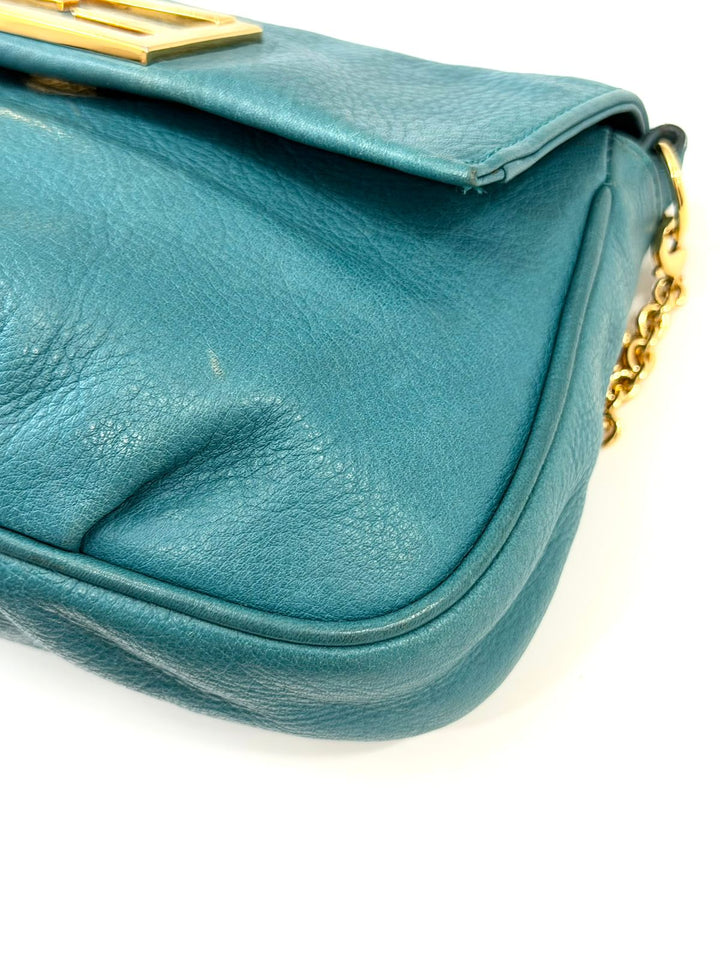 FENDI FF LOGO BUCKLE FENDISTA CALFSKIN LEATHER CROSSBODY BAG