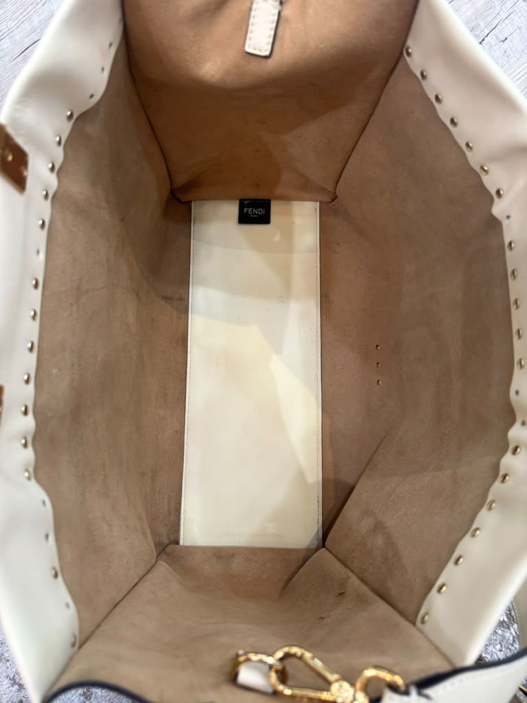 FENDI SUNSHINE MEDIUM CALFSKIN LEATHER SHOPPER TOTE BAG