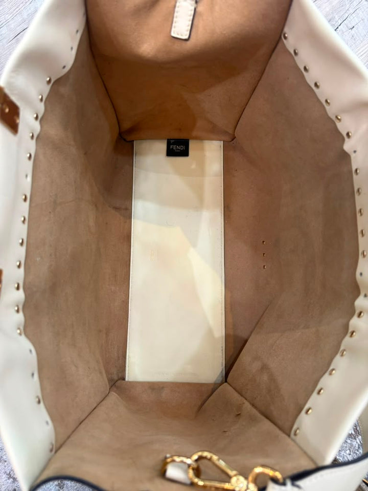 FENDI SUNSHINE MEDIUM CALFSKIN LEATHER SHOPPER TOTE BAG