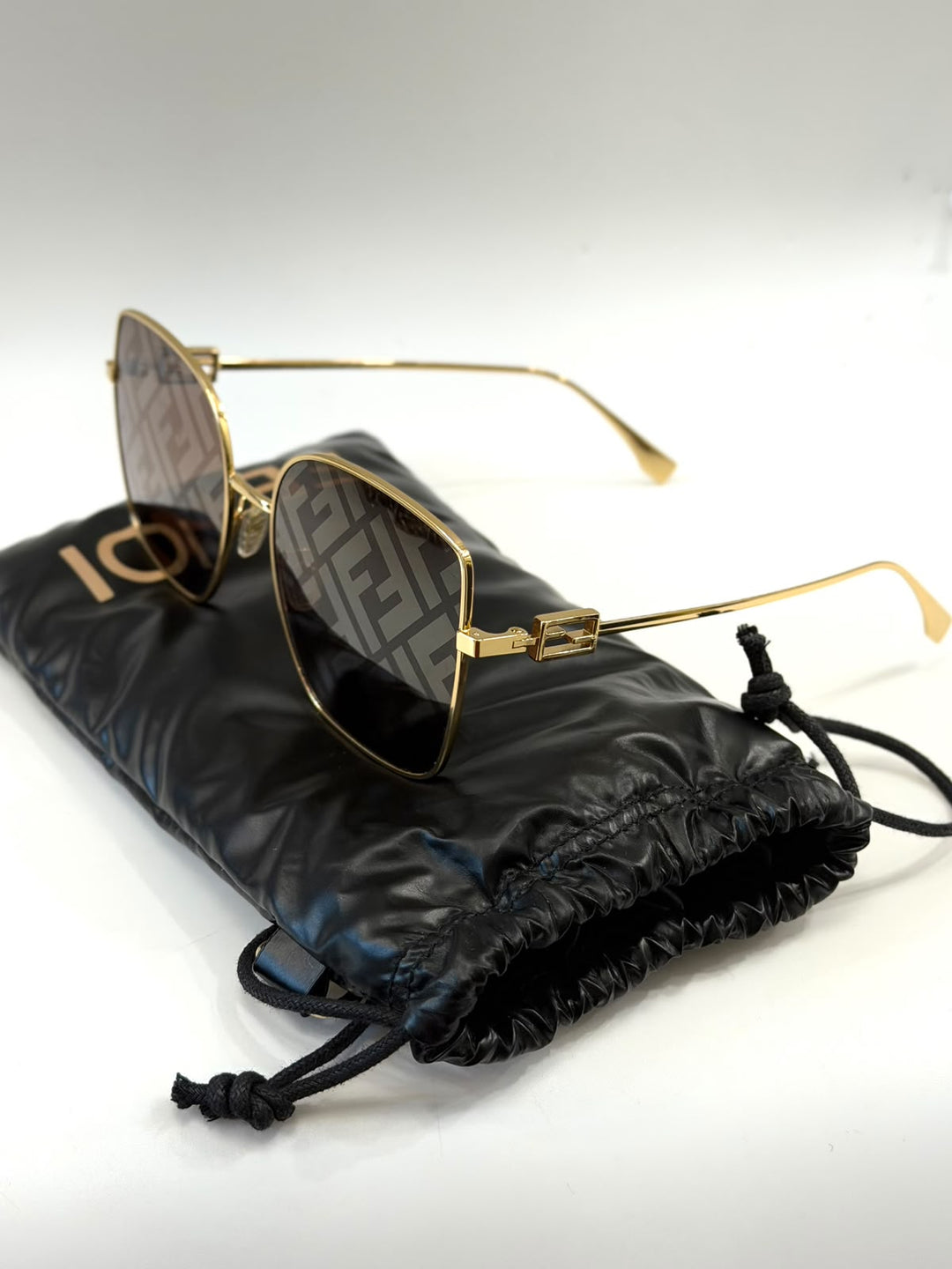 FENDI METAL BAGUETTE SQUARE SUNGLASSES