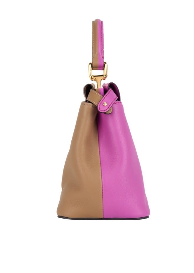 FENDI VITELLO SETA NAPPA LEATHER PLEXIGLASS BI-COLOR MINI PEEKABOO BAG