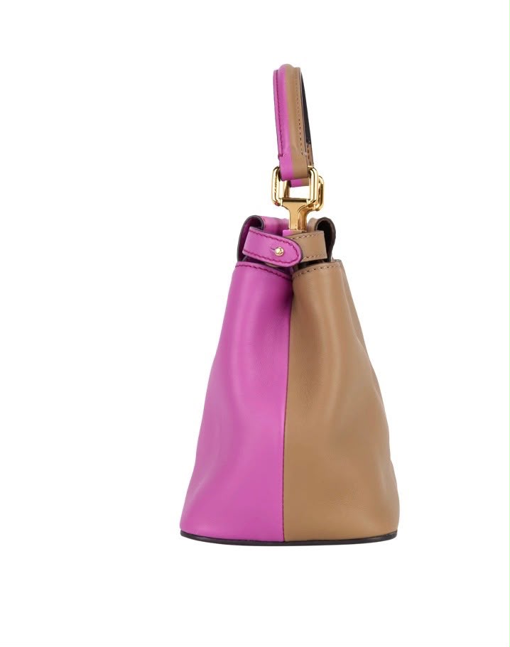 FENDI VITELLO SETA NAPPA LEATHER PLEXIGLASS BI-COLOR MINI PEEKABOO BAG
