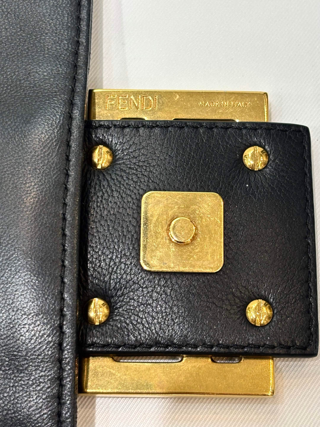 FENDI FF 1974 EMBOSSED NAPPA LEATHER LARGE BAGUETTE BAG