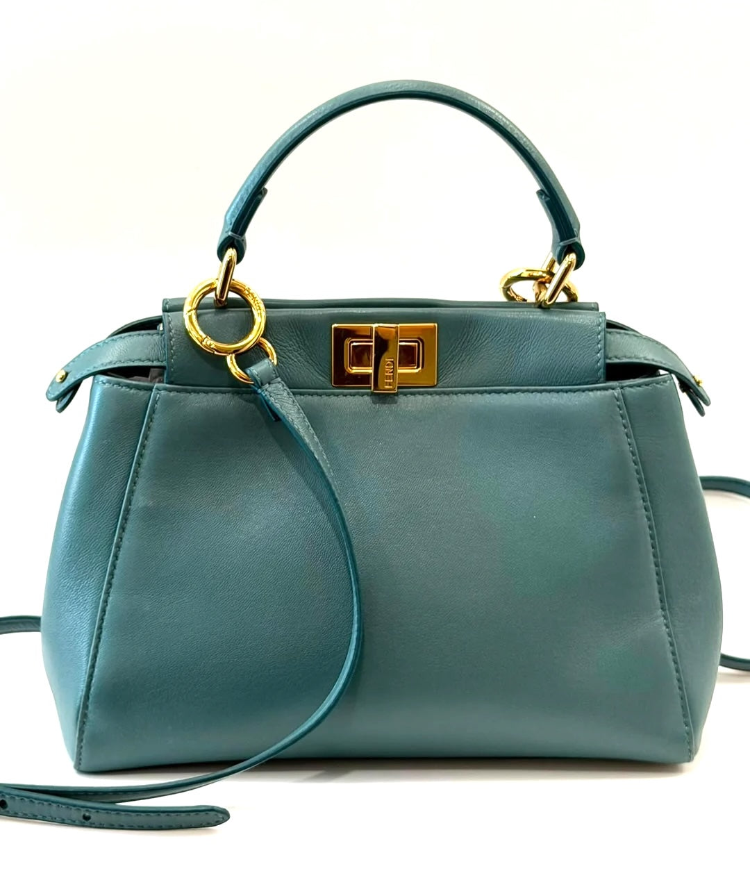 FENDI MINI PEEKABOO ICONIC NAPPA LEATHER SATCHEL BAG