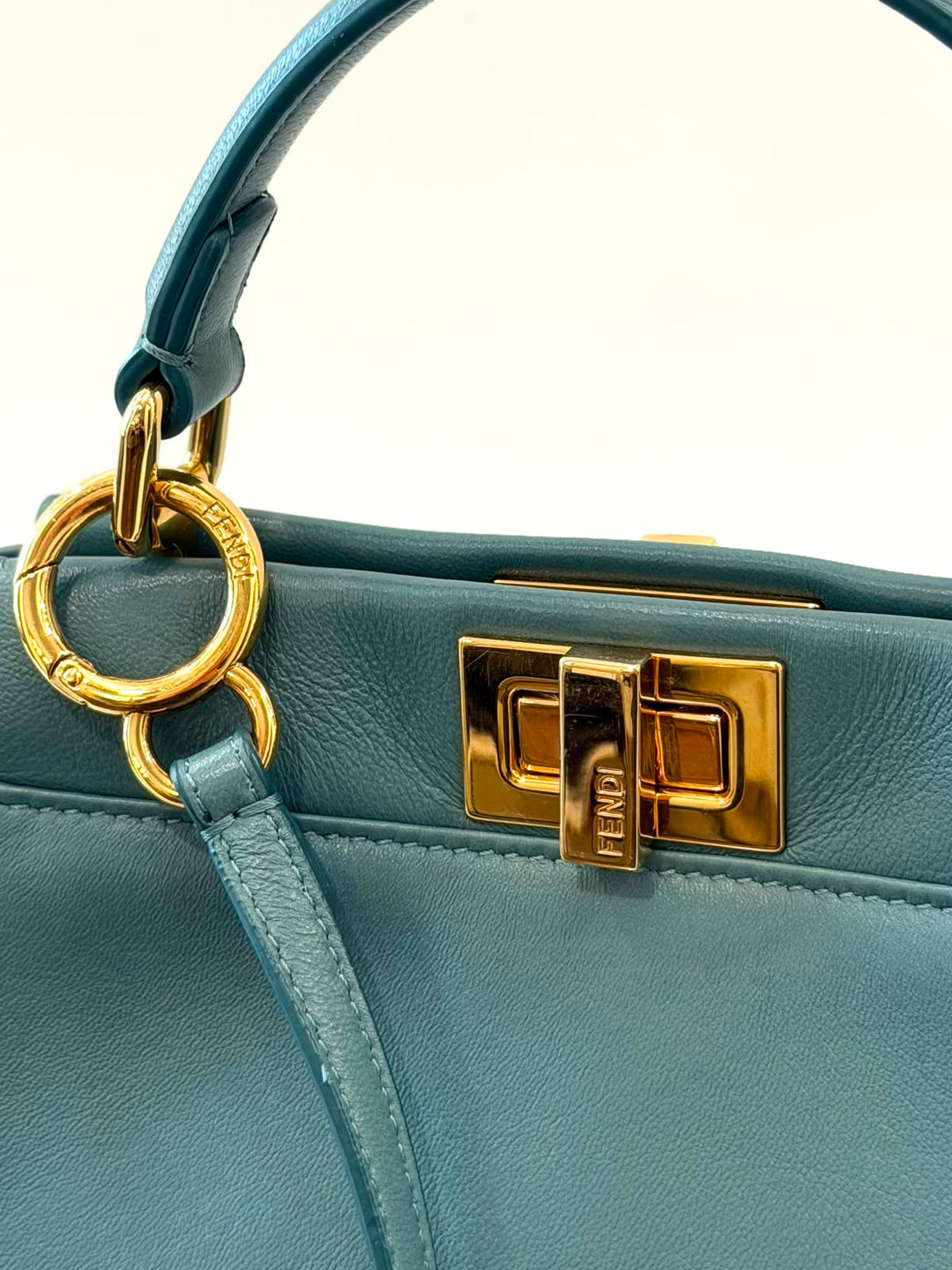 FENDI MINI PEEKABOO ICONIC NAPPA LEATHER SATCHEL BAG