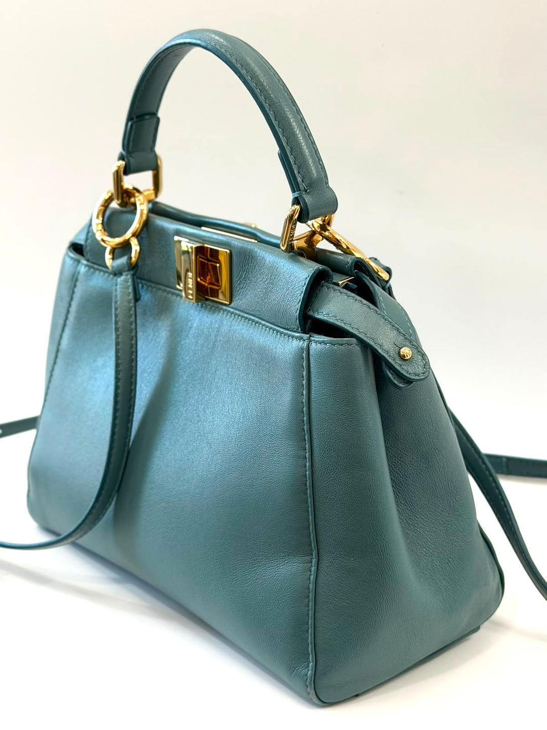 FENDI MINI PEEKABOO ICONIC NAPPA LEATHER SATCHEL BAG