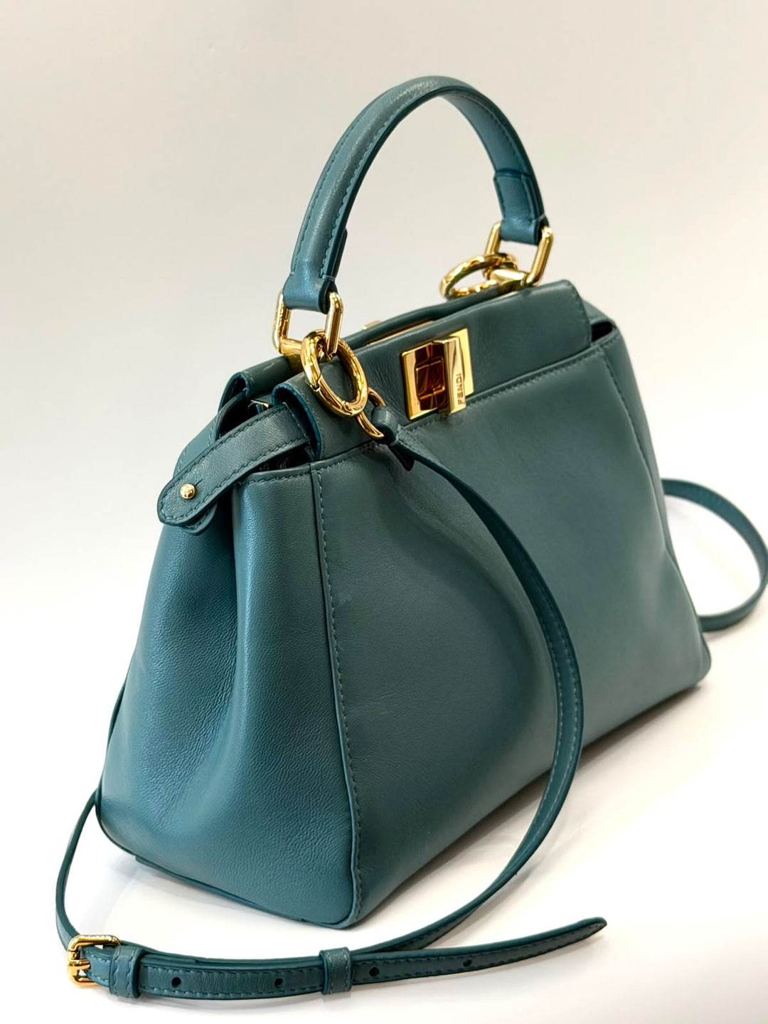 FENDI MINI PEEKABOO ICONIC NAPPA LEATHER SATCHEL BAG