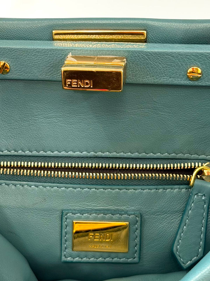 FENDI MINI PEEKABOO ICONIC NAPPA LEATHER SATCHEL BAG