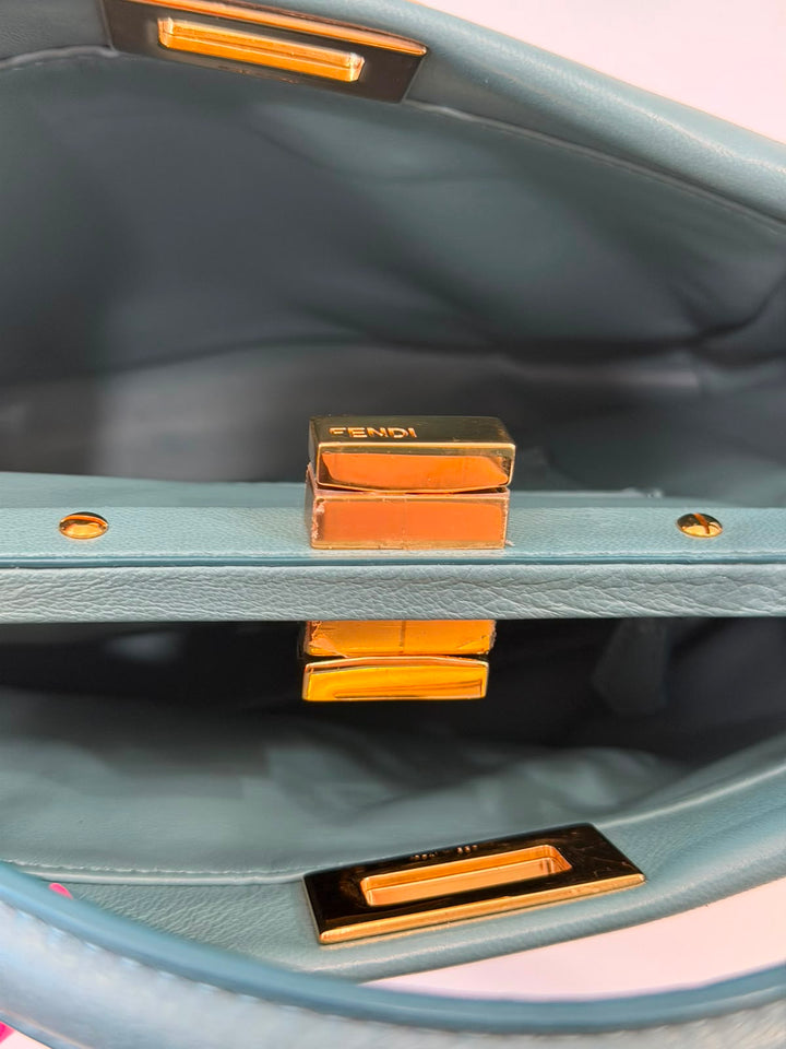 FENDI MINI PEEKABOO ICONIC NAPPA LEATHER SATCHEL BAG