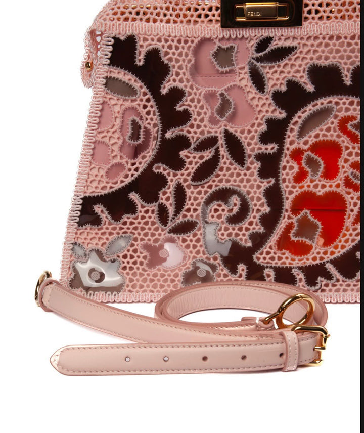 FENDI PEEKABOO ISEEU MEDIUM TRAFORATA ROSA BAG