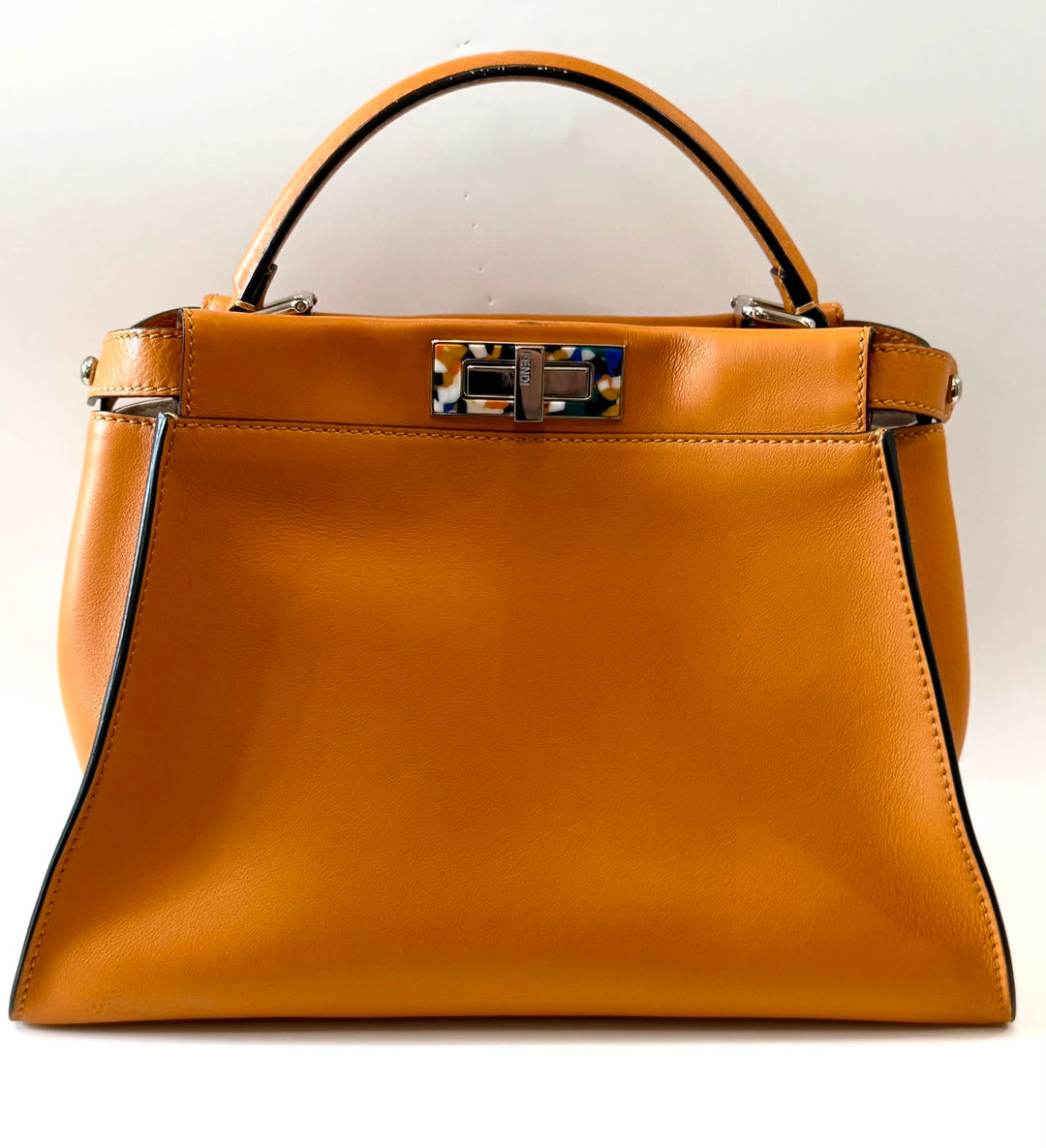 FENDI PEEKABOO NAPPA LEATHER PLEXIGLASS ACCENT SHOULDER  BAG
