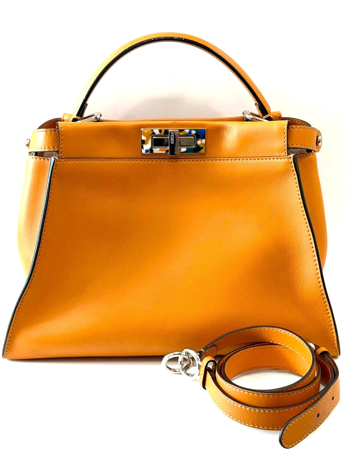 FENDI PEEKABOO NAPPA LEATHER PLEXIGLASS ACCENT SHOULDER  BAG