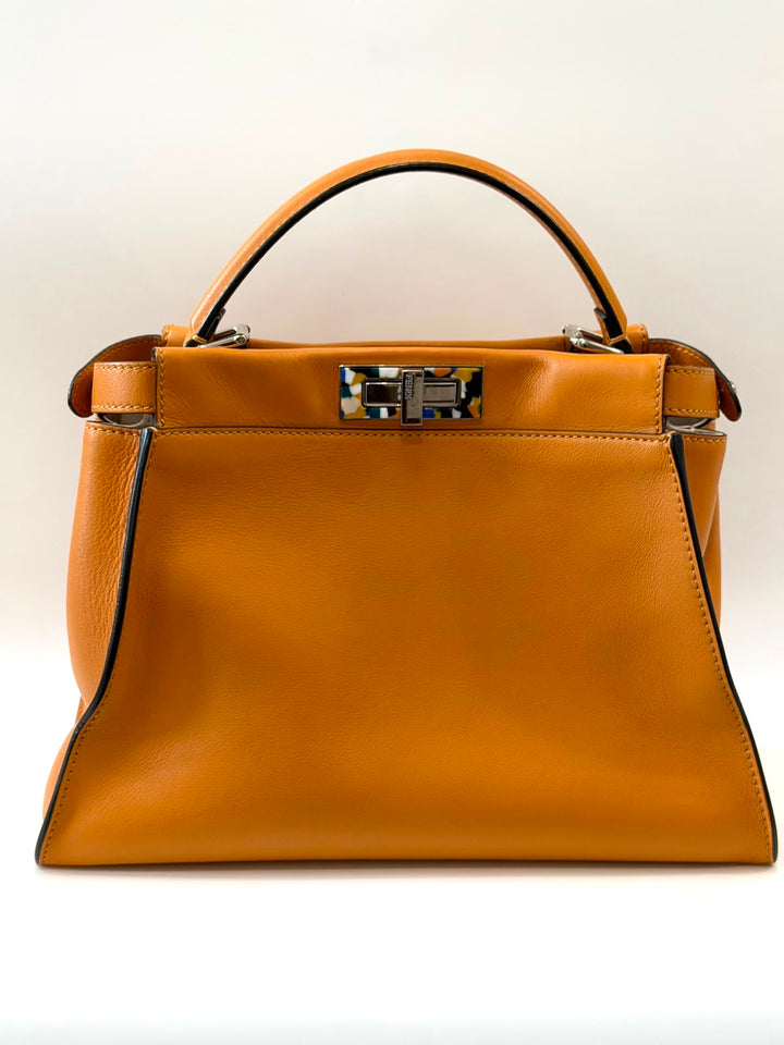 FENDI PEEKABOO NAPPA LEATHER PLEXIGLASS ACCENT SHOULDER  BAG