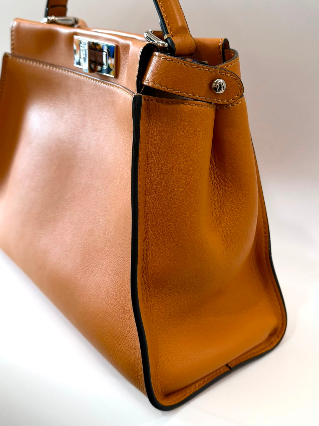 FENDI PEEKABOO NAPPA LEATHER PLEXIGLASS ACCENT SHOULDER  BAG