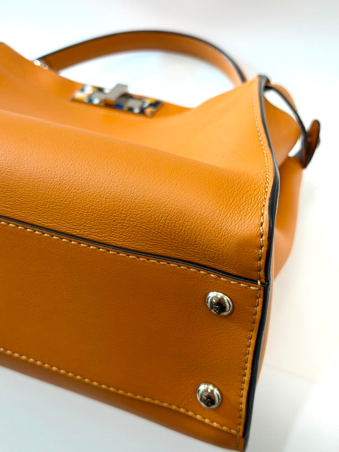 FENDI PEEKABOO NAPPA LEATHER PLEXIGLASS ACCENT SHOULDER  BAG