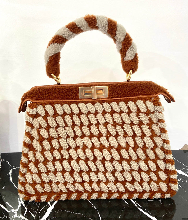 FENDI PEEKABOO SHERLING INTERLACE MEDIUM BAG