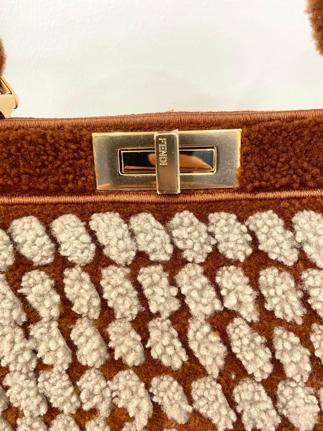 FENDI PEEKABOO SHERLING INTERLACE MEDIUM BAG