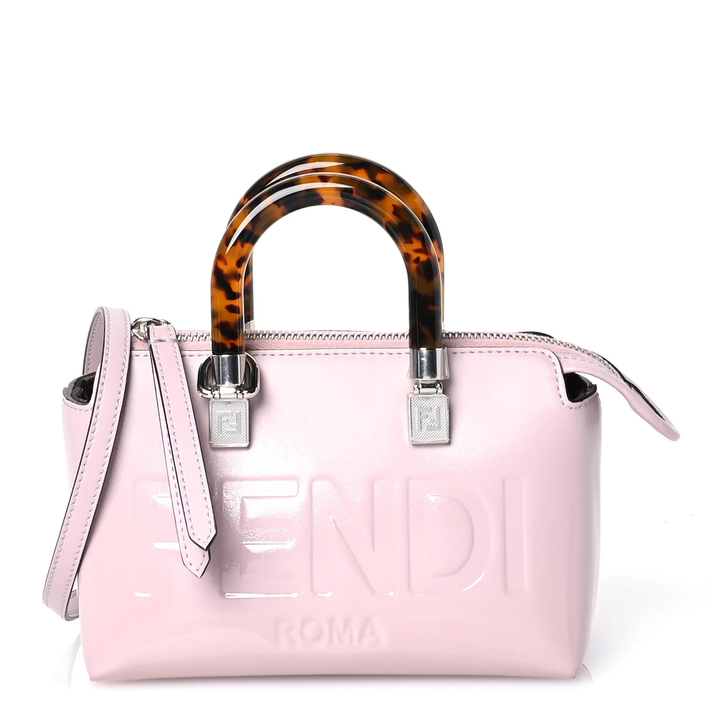 FENDI PLEXIGLASS LOGO EMBOSSED MINI BY THE WAY BOSTON BAG