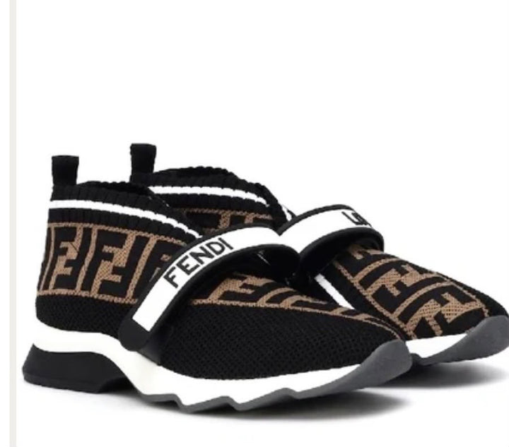 FENDI FOREVER FENDI ROCKOKO FF JACQUARD STRETCH KNIT SNEAKERS