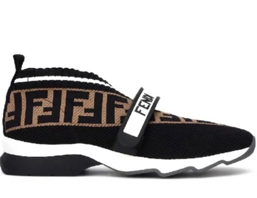 FENDI FOREVER FENDI ROCKOKO FF JACQUARD STRETCH KNIT SNEAKERS
