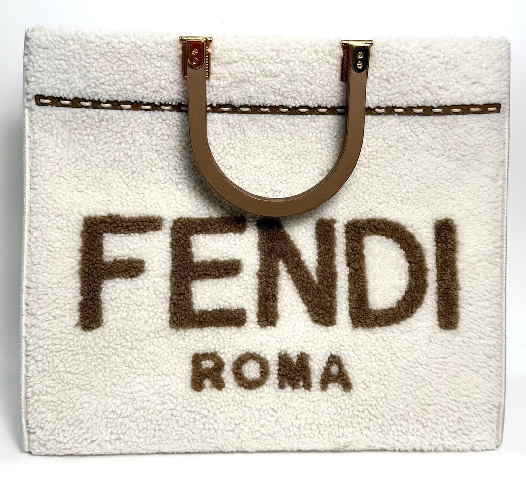 FENDI SHEARLING SUNSHINE TOTE MEDIUM BAG (LIMITED EDITION)
