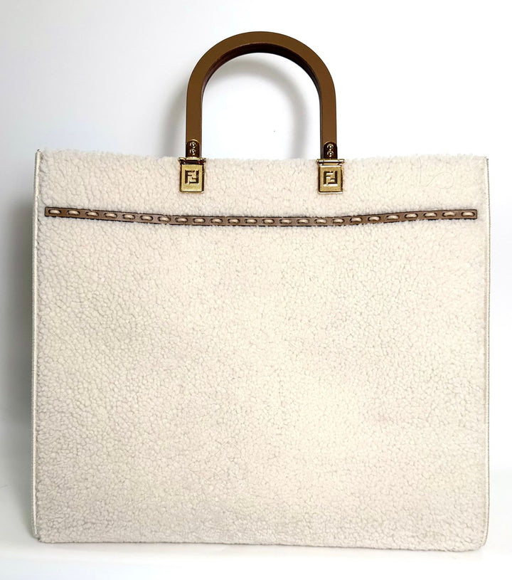 FENDI SHEARLING SUNSHINE TOTE MEDIUM BAG (LIMITED EDITION)