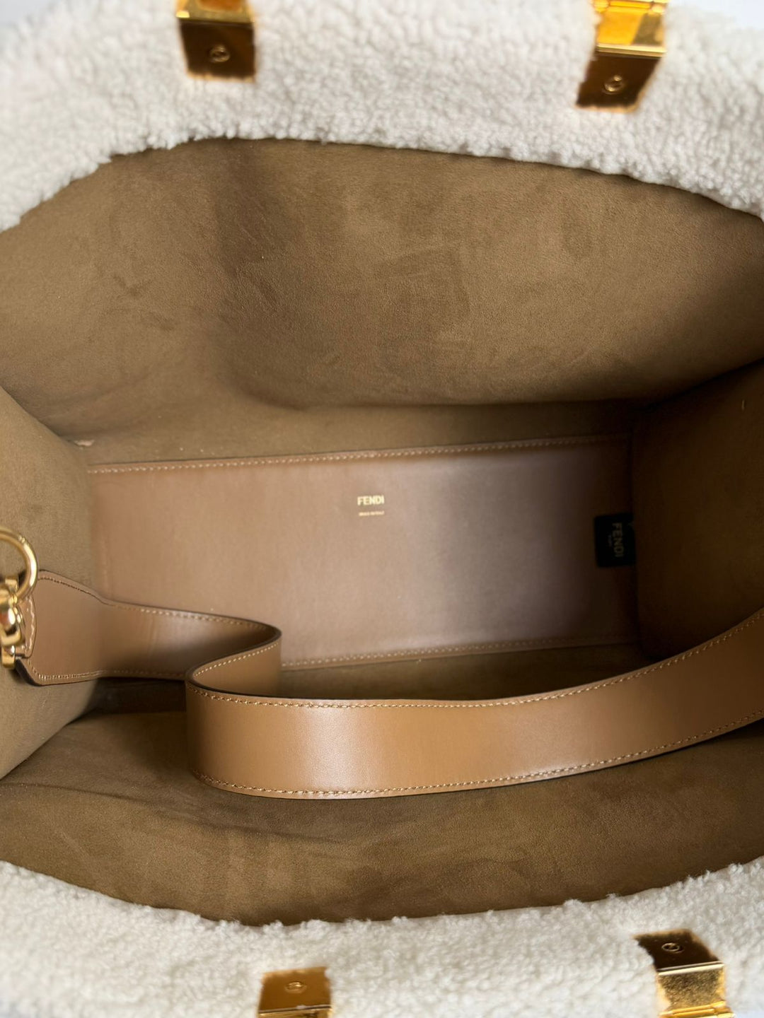 FENDI SHEARLING SUNSHINE TOTE MEDIUM BAG (LIMITED EDITION)