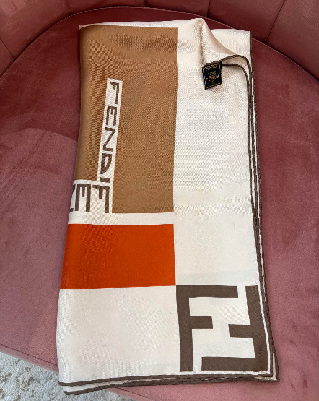 FENDI FF FOULARD MULTICOLOR SILK SCARF