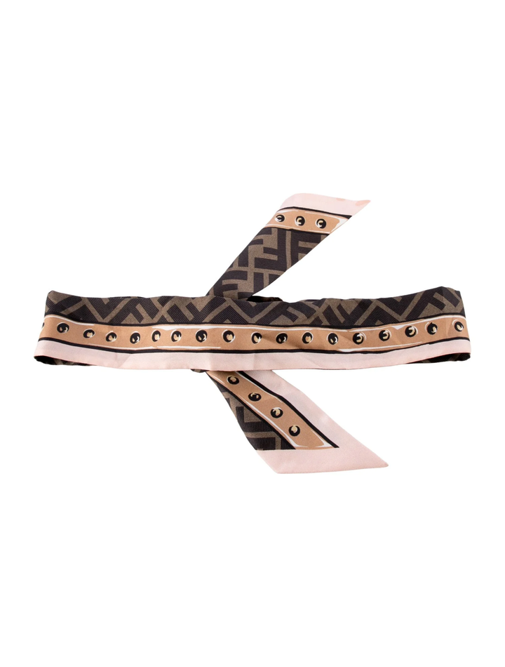 FENDI SILK ZUCCA FF LOGO BANDEAU HEADBAND