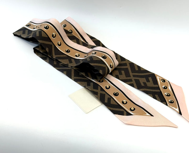 FENDI SILK ZUCCA FF LOGO BANDEAU HEADBAND