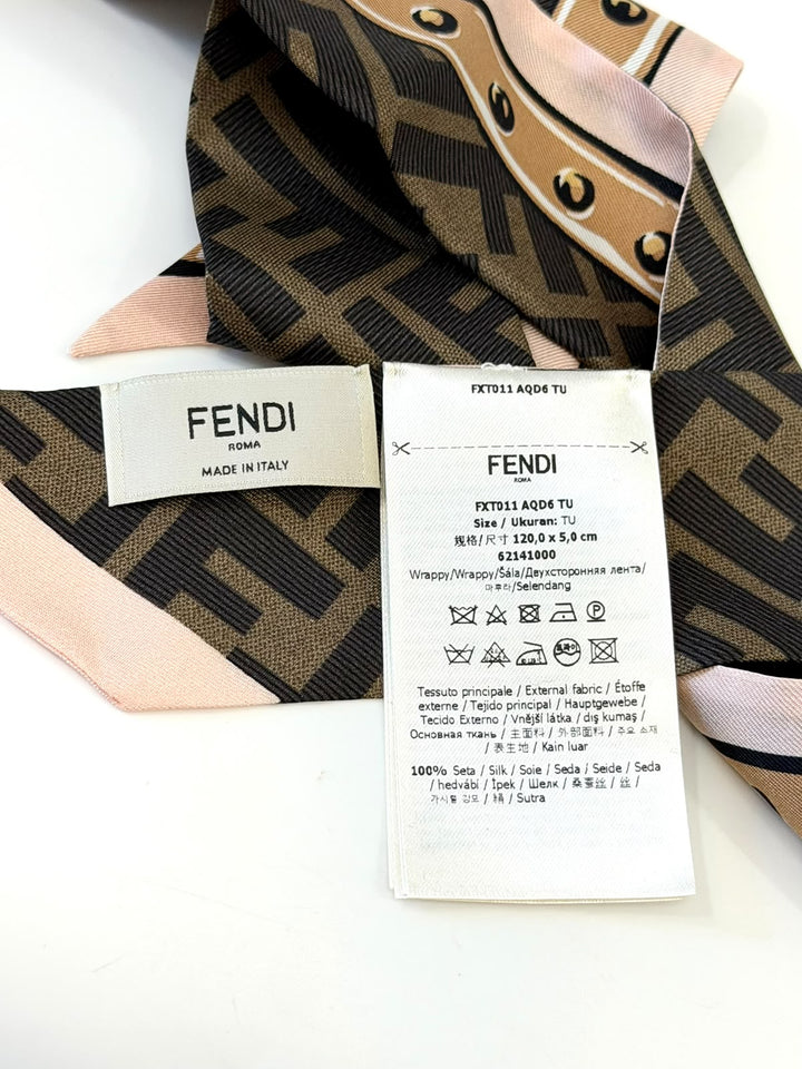 FENDI SILK ZUCCA FF LOGO BANDEAU HEADBAND
