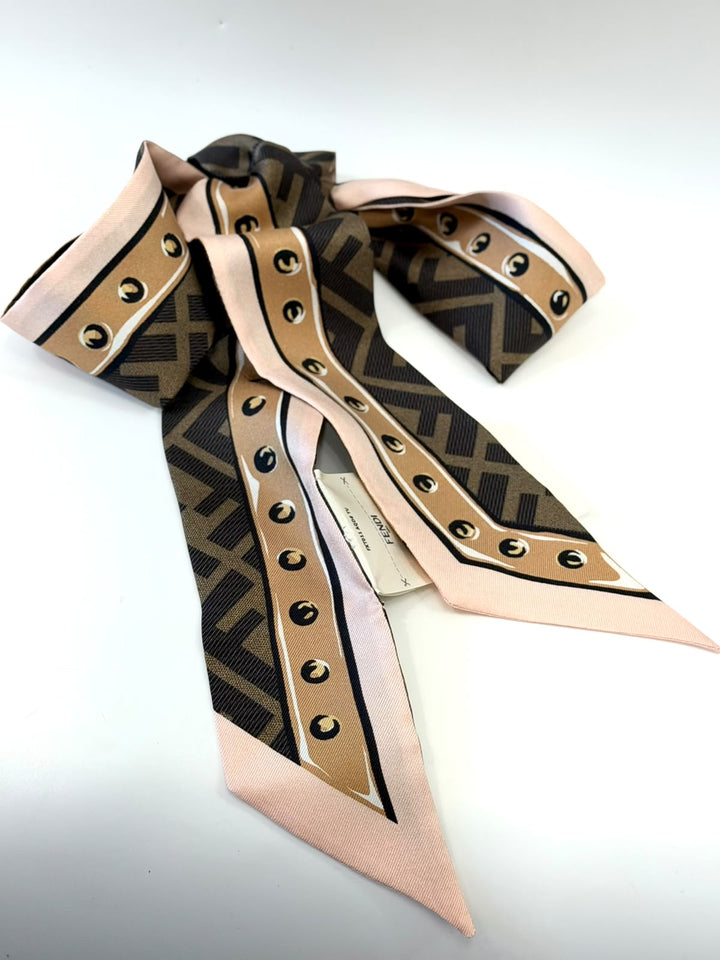 FENDI SILK ZUCCA FF LOGO BANDEAU HEADBAND