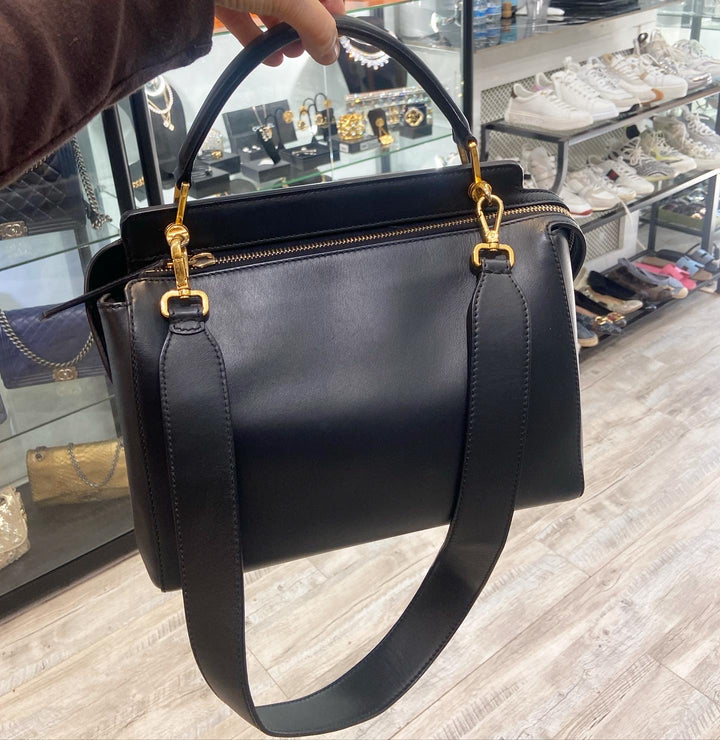 FENDI STUDDED DOTCOM TWO WAY LEATHER BAG