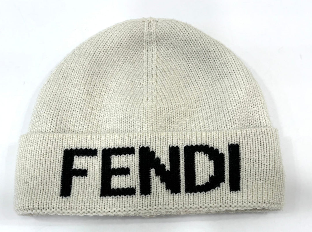 FENDI WHITE BEANIE HAT