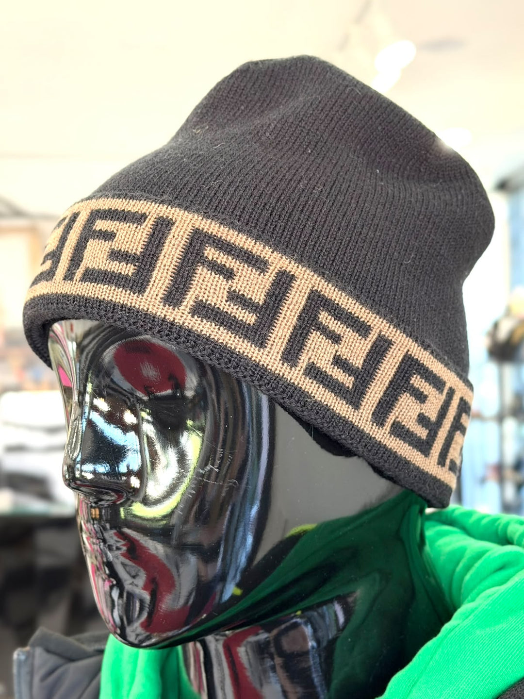 FENDI WOOL KNIT ZUCCA BEANIE