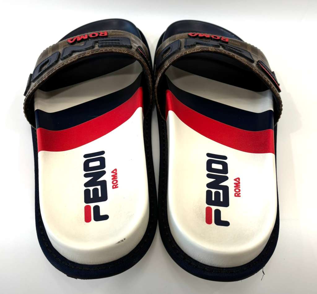 FENDI X FILA FF LOGO COMFORT SLIDE SANDALS (LIMITED EDITION)