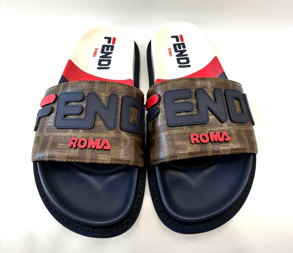 FENDI X FILA FF LOGO COMFORT SLIDE SANDALS (LIMITED EDITION)