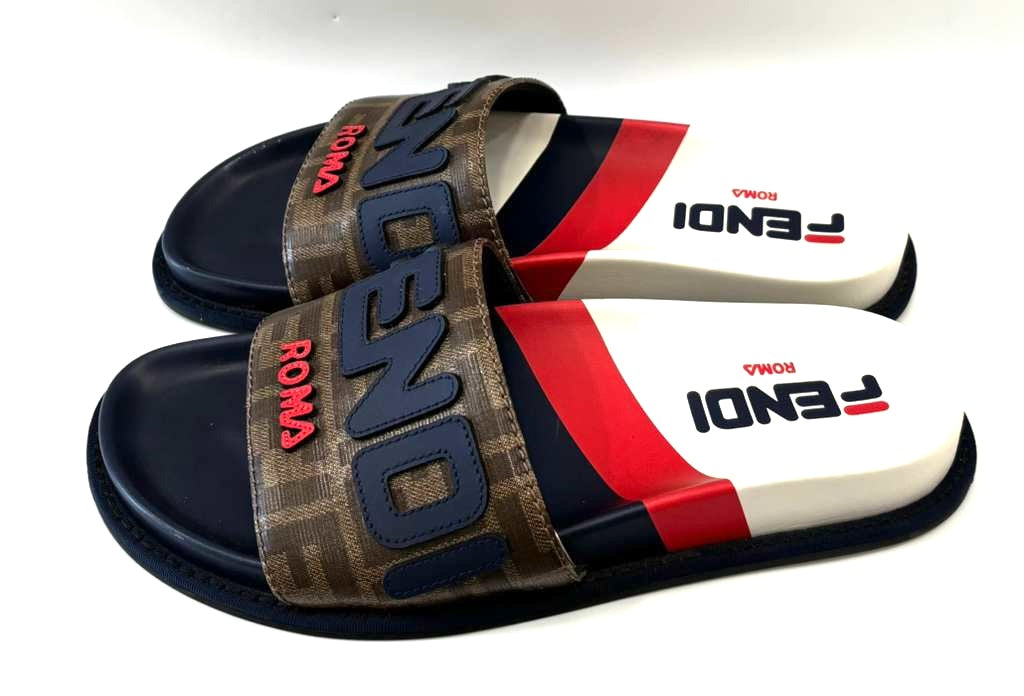 FENDI X FILA FF LOGO COMFORT SLIDE SANDALS (LIMITED EDITION)