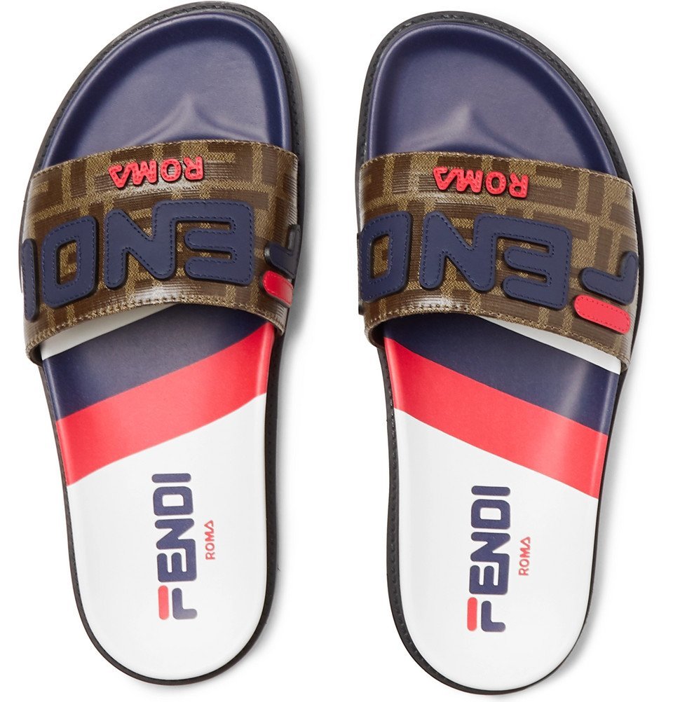 FENDI X FILA FF LOGO COMFORT SLIDE SANDALS (LIMITED EDITION)