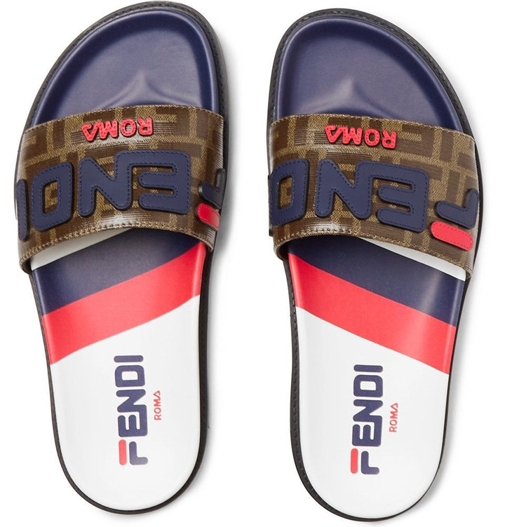 FENDI X FILA FF LOGO COMFORT SLIDE SANDALS (LIMITED EDITION)