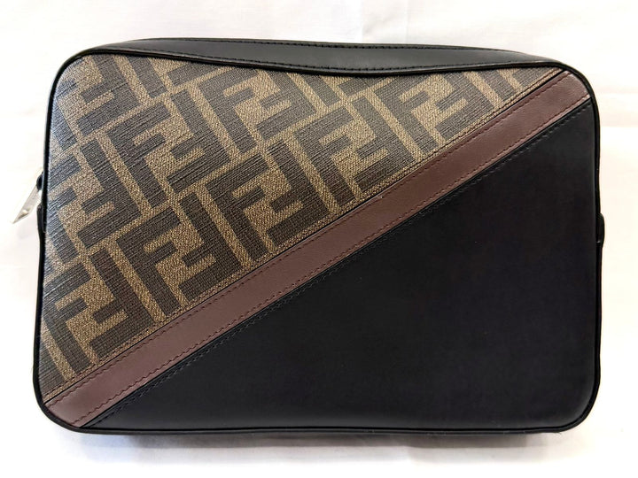 FENDI ZUCCA COATED CANVAS &amp; LEATHER CAMERA BAG