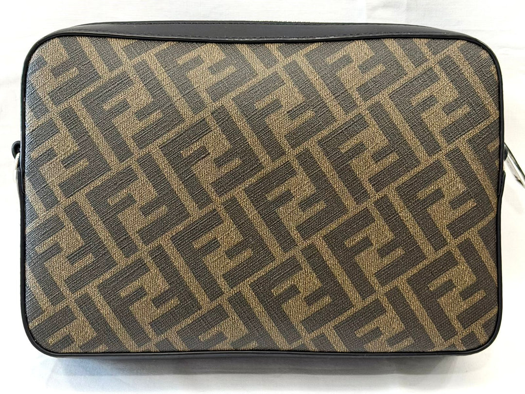 FENDI ZUCCA COATED CANVAS &amp; LEATHER CAMERA BAG