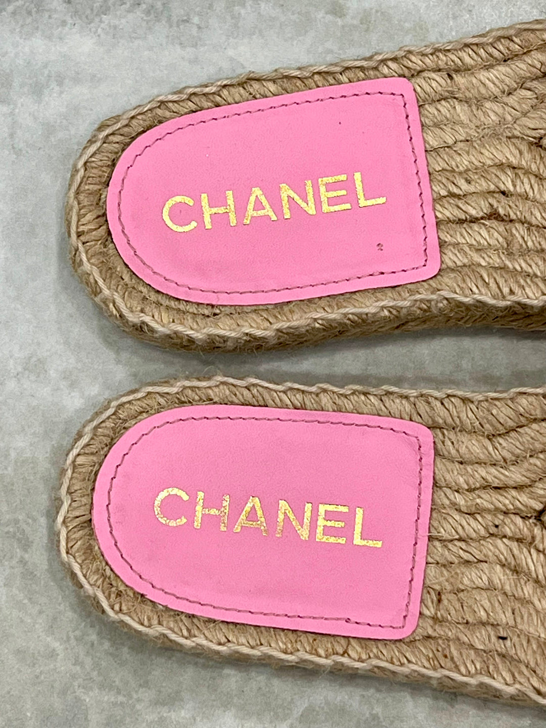 CHANEL INTERLOCKING CC LOGO TWEED ESPADRILLE MULES