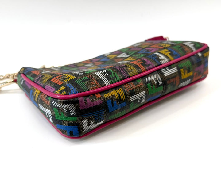 FENDI ZUCCHINO SPALMATI FF MULTICOLOR CHAIN POCHETTE BAG