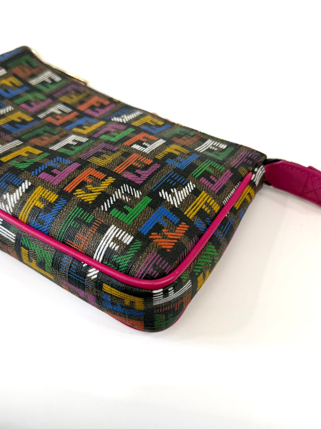 FENDI ZUCCHINO SPALMATI FF MULTICOLOR CHAIN POCHETTE BAG
