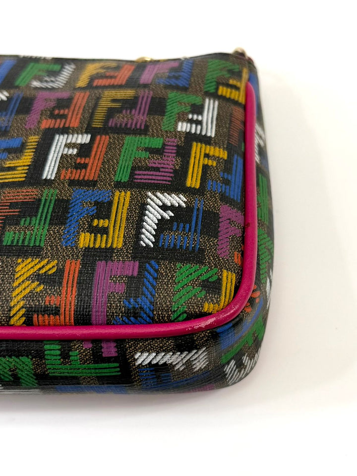 FENDI ZUCCHINO SPALMATI FF MULTICOLOR CHAIN POCHETTE BAG