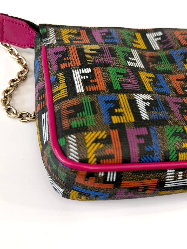 FENDI ZUCCHINO SPALMATI FF MULTICOLOR CHAIN POCHETTE BAG