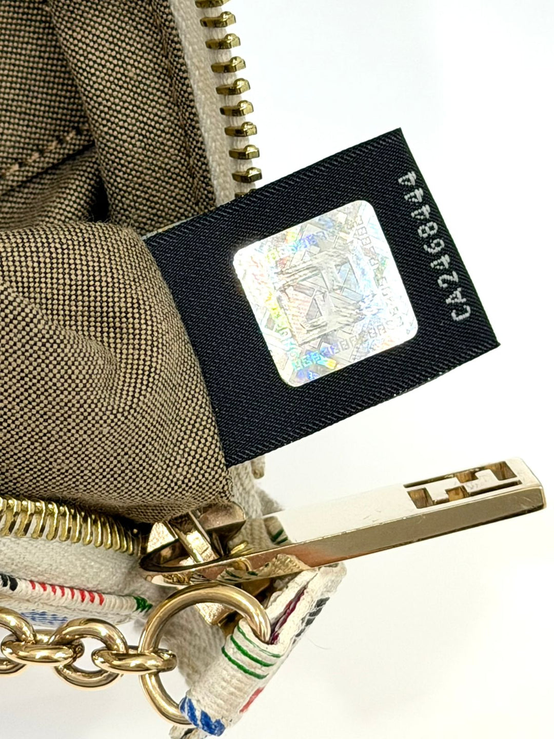 FENDI ZUCCHINO SPALMATI FF MULTICOLOR CHAIN POCHETTE BAG