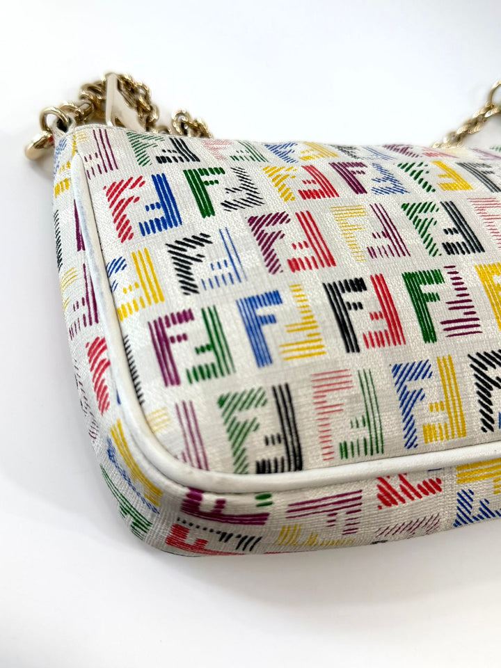 FENDI ZUCCHINO SPALMATI FF MULTICOLOR CHAIN POCHETTE BAG